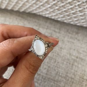 🪞 NEW vintage oval moonstone sterling silver ring 6
